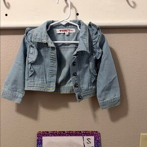 Nannette Light Blue Kids Jean Jacket with Ruffles